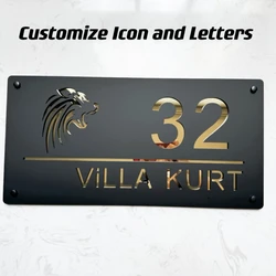 Modern Acrylic Outside House Number Exterior Door Plate Customize Icon Letter Family Name for Apartment Hotel Mailbox Villa Shop