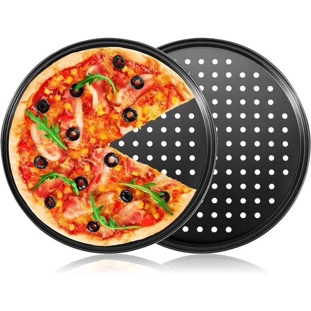 1 Pieza de Bandeja para Pizza Redonda con Orificios de 28 cm para Horno, Bandeja para Hornear Pizza de Acero, Accesorios para Horno de Pizza, Utensilios de Cocina