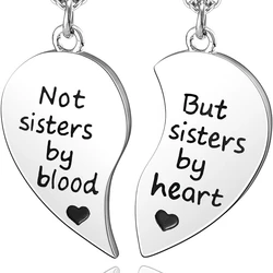 2 Pcs Best Friends Friendship BFF Sister Pendant Set Puzzle Matching Heart Stainless Steel Pendant Necklaces Gifts for Women Men