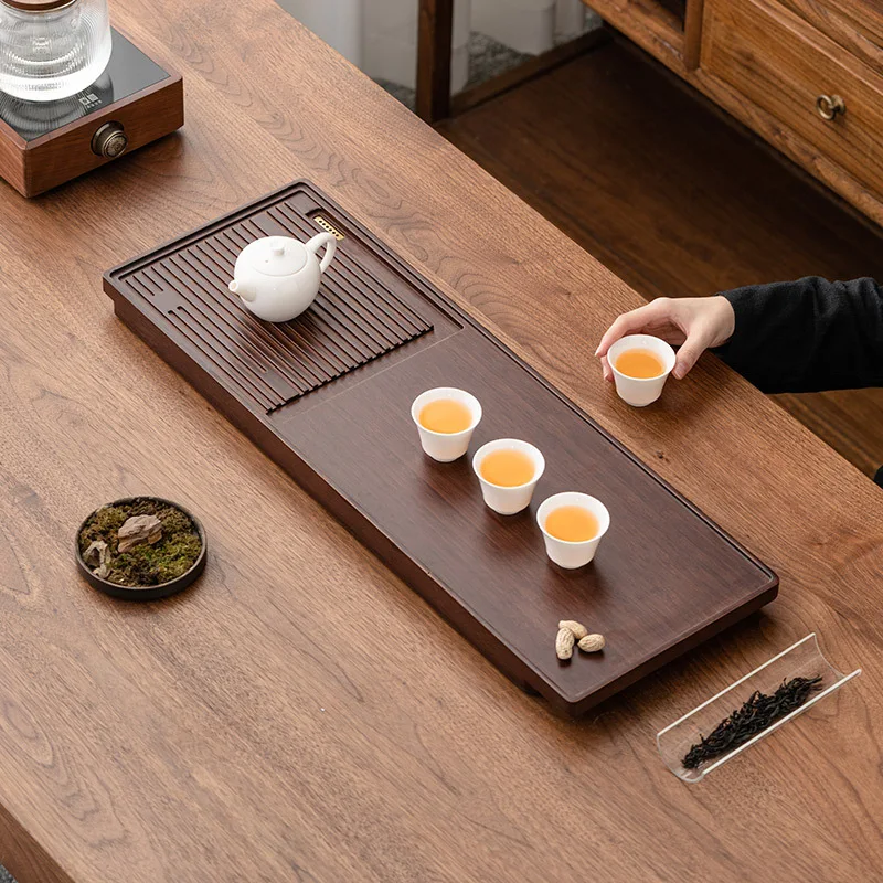 Tanzhu Yunzhu Tea Tray Household Office Whole Block Simple Tea Set Tea Sea Drainage Small Bamboo Tea Table Tray