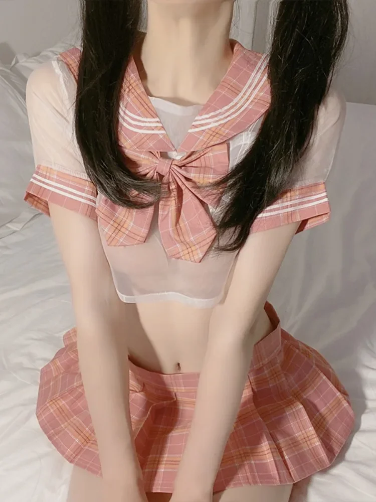 

Прозрачная мини-юбка, нижнее белье для ролевых игр с открытым анальным нижним бельем, эротический студенческий карнавальный костюм, экзотический клубный тематический наряд