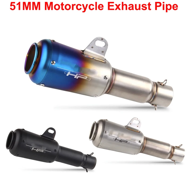 51MM Universal Motorcycle Exhaust Modified Scooter Moto Muffler Fit Most Escape With Sticker Lsers For ZX6R ZX10R Z900 R1 R3