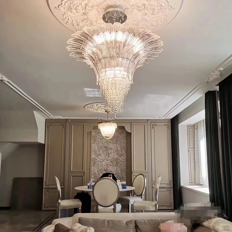 

French Murano Murano crystal living room chandelier light luxury retro villa
