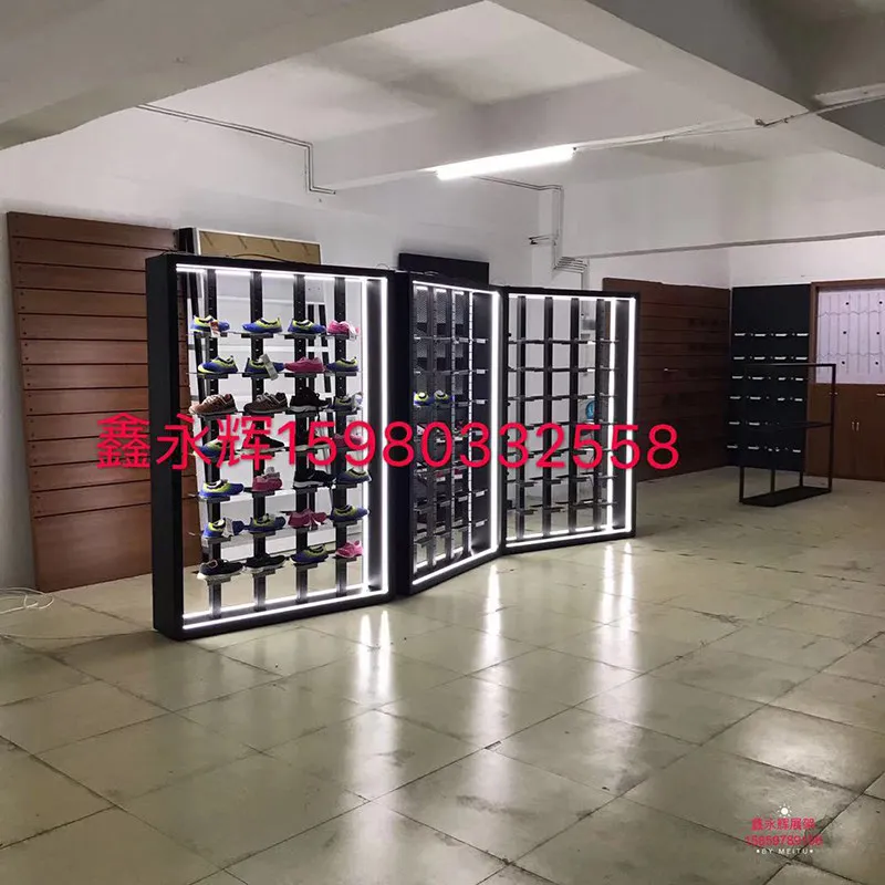 Shoe store shoe rack new sports shoe display rack double-sided  double-sided  rack with light