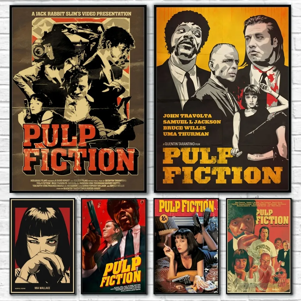 Film P-Pulp FictionS Retro Poster Home Living Bed Room Bar Flur Sticky Wall Art Printing Wasserdichtes ästhetisches Dekor