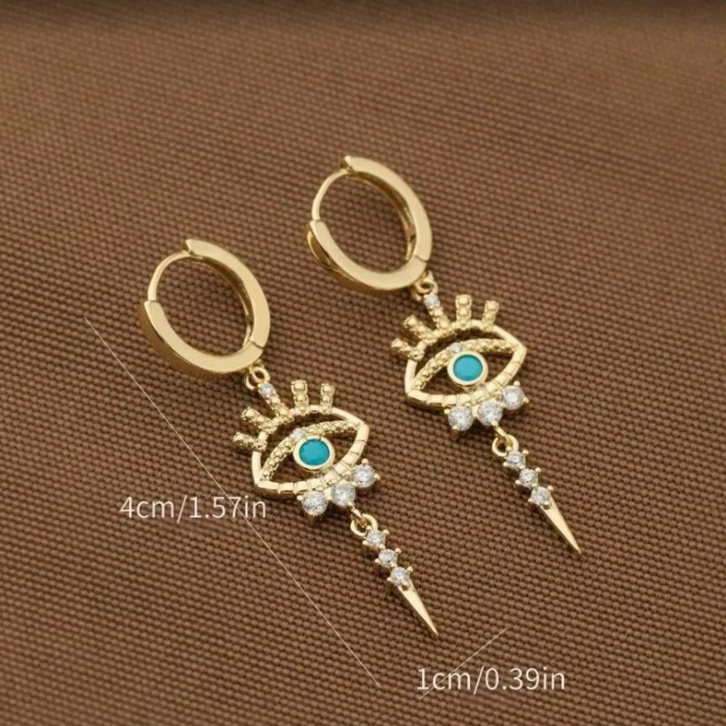 New Fashion Exaggerating Style Earrings Set with Zircon Devil's Eye Pendant Earrings Women's Festival Party Jewelry Accessories image 5