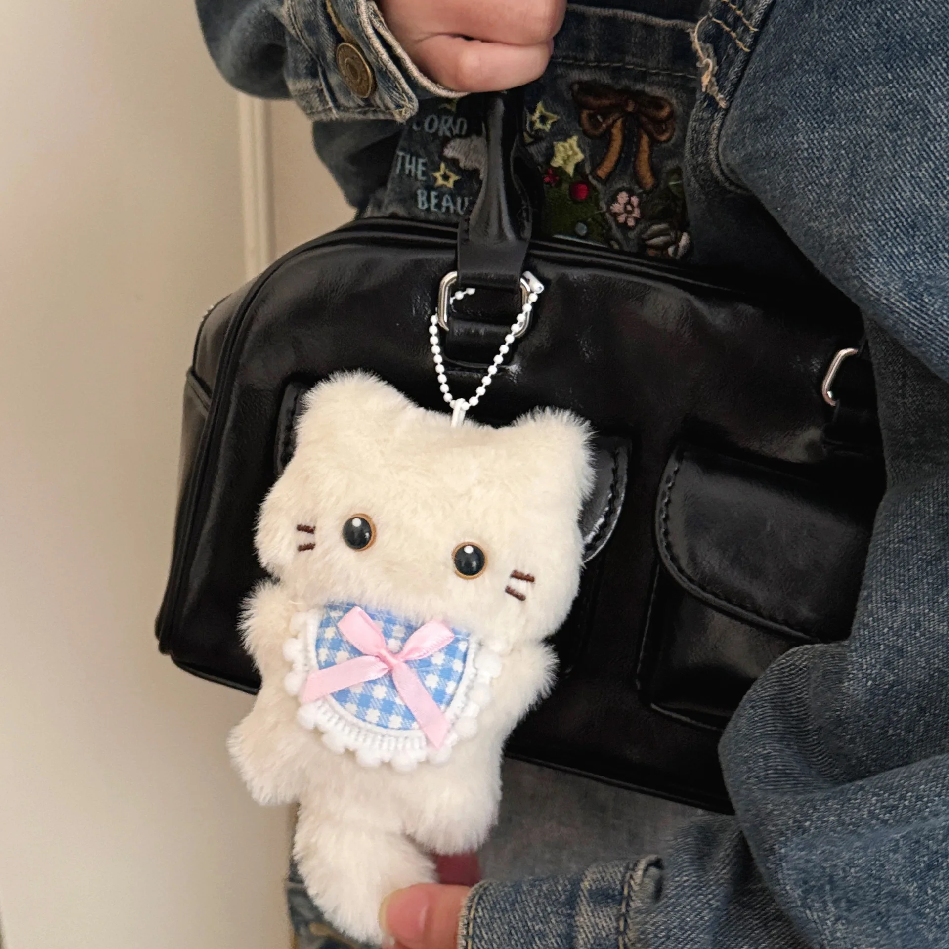 1/2 Uds. Lindo juguete de peluche gatito chirriante colgante chica mochila llavero muñeca colgante pareja regalo colgante