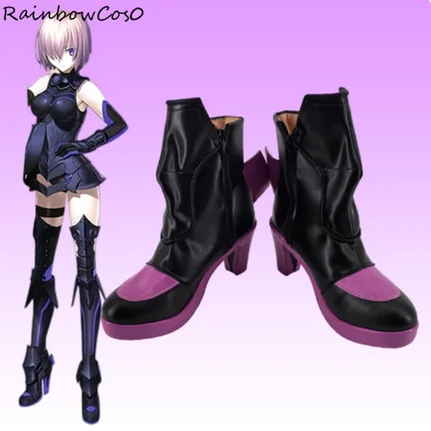 Mash Kyrielight FGO Fate Grand Order Scarpe Cosplay Stivali Gioco Anime Party Halloween RainbowCos0 W5265