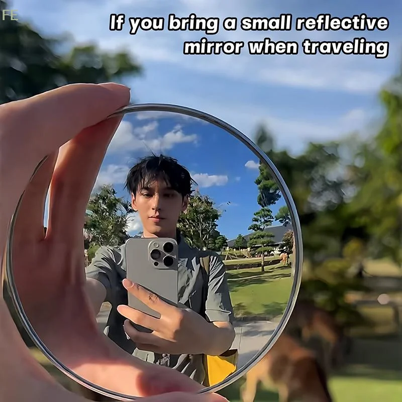 [F] Travel Photo Wide-angle Lens Travel Reflective Mirror Round Zoom-In Mirrors Portable Zoom-In Feature Group Photo Mirror
