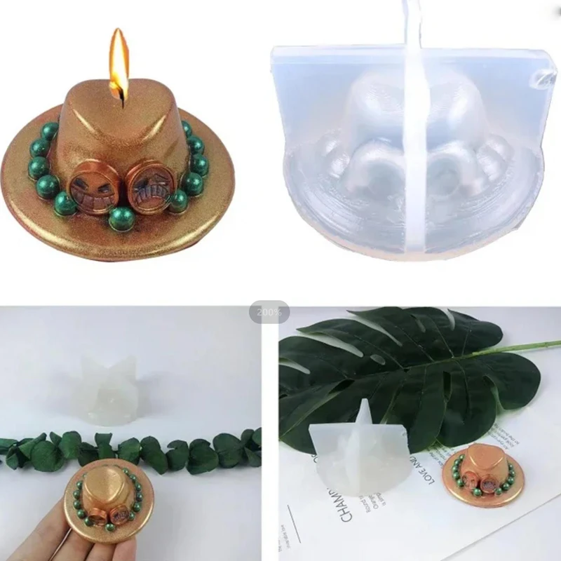 3D 카우보이 모자 실리콘 양초 금형 수제 초콜릿 케이크 베이킹 도구 DIY 장식 공예 액세서리 석고 수지 금형