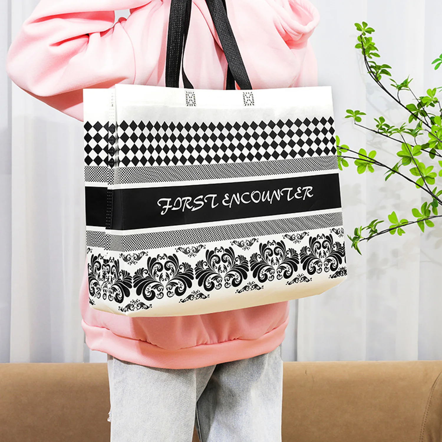 Non-woven Fabric Shopping Bag Grocery Bag Folding Bag Eco Bag Takeaway Bag Waterproof Storage Reusable Shopping Pouch