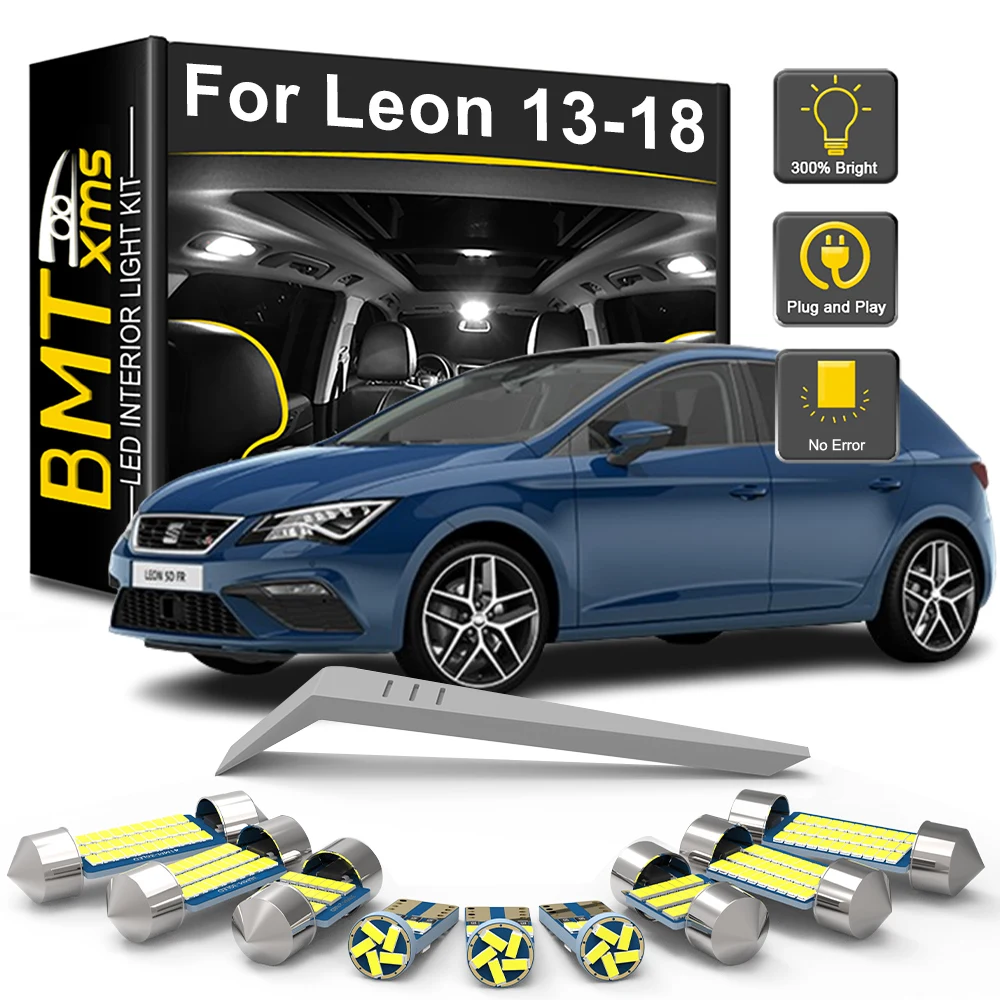 

BMTxms 14Pcs Canbus LED Interior Light Bulb Kit For Seat Leon 3 MK3 5F 2013 2014 2015 2016 2017 2018 Car Reading Dome Trunk Lamp