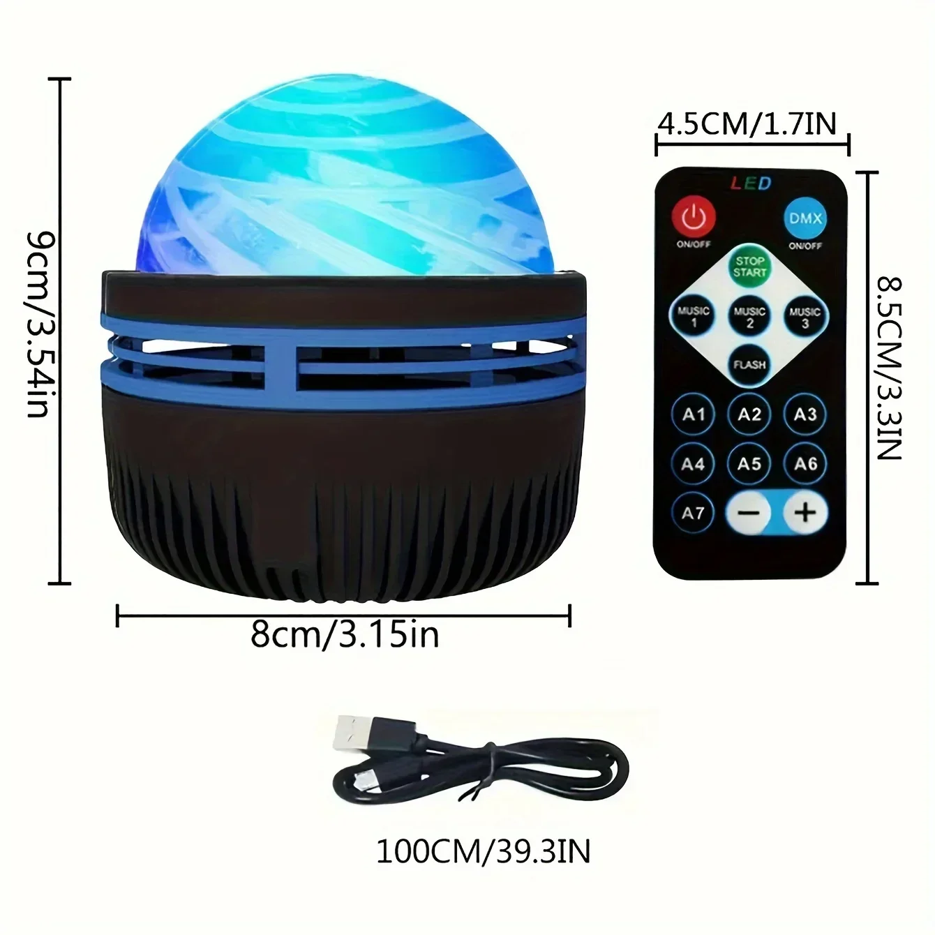 Aurora Projection Stage Light USB LED Projector Christmas Party Decorations Remote Control 7-Color Dreamy Sky Party Night Lights