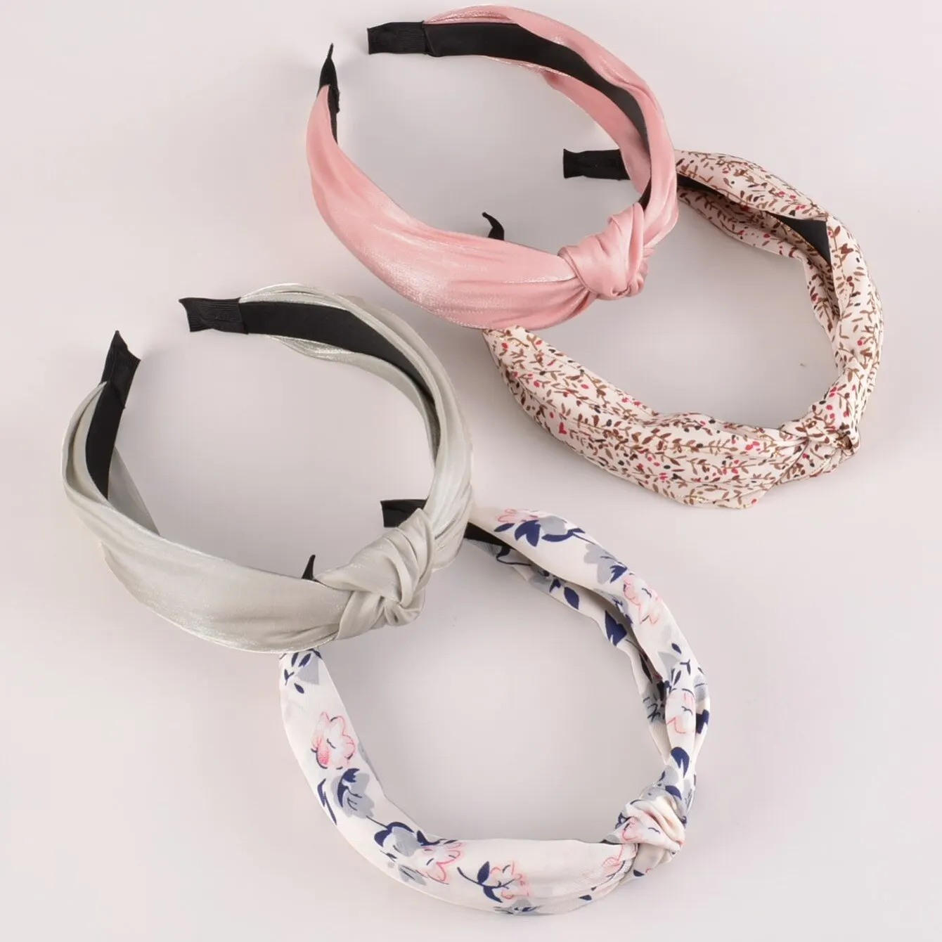 4pcs French Clashing Geometric Hair Bands Wide Edge Fabric Knot Headband Crimped Hair Wash Hair Band