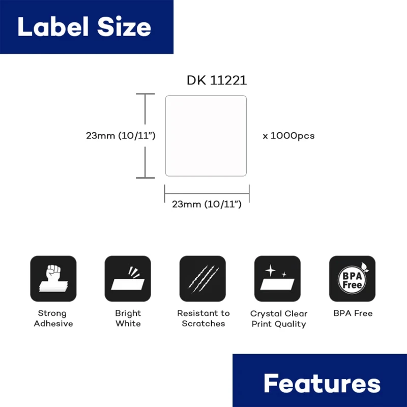 1 roll DK11221 Die-cut Thermal Paper 23*23mm for DK-11221 Brother QL Label Printer QL-700 800 1050 1060 1110