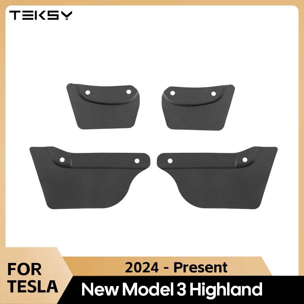 For Tesla Model 3 Highland 2024 Wheel Mud Flaps Splash Guards MudFlaps Front Rear Fender New Upgrade TPE Mudguards Protector