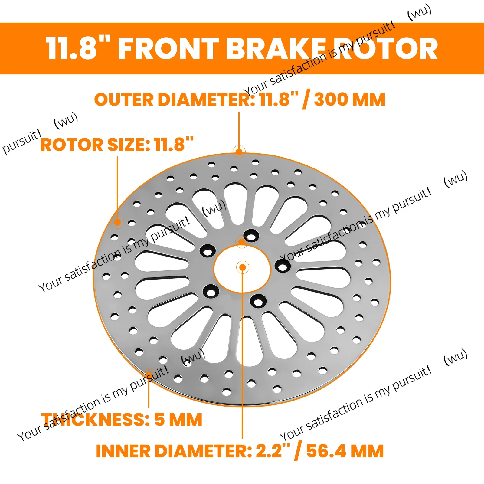 

Polished Front 11.8 Disc Drilled Brake Rotor for Harley Dyna models Touring with 11.8" 300 mm M-RT-1100