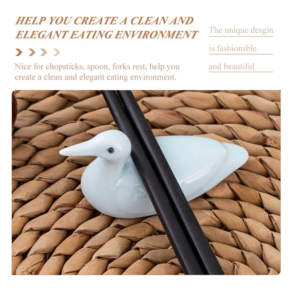 

4Pcs Cute Duck Ceramic Chopstick Holders Spoon Fork Rest Lovely Table Decor Kitchen Ceramic Ornament Daily Use Chopstick Holder