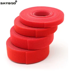 Red Cable Ties Reusable Loop Bundle Self Adhesive Nylon Strap Organizer Clip Wire Holder Management Fastening Tape DIY