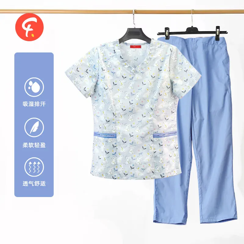 

ANNO Hospital Staff Scrubs Set New Dig Bag Design Medical Nursing Uniform for Male Female Dental Clinic Nurse Women Shirts