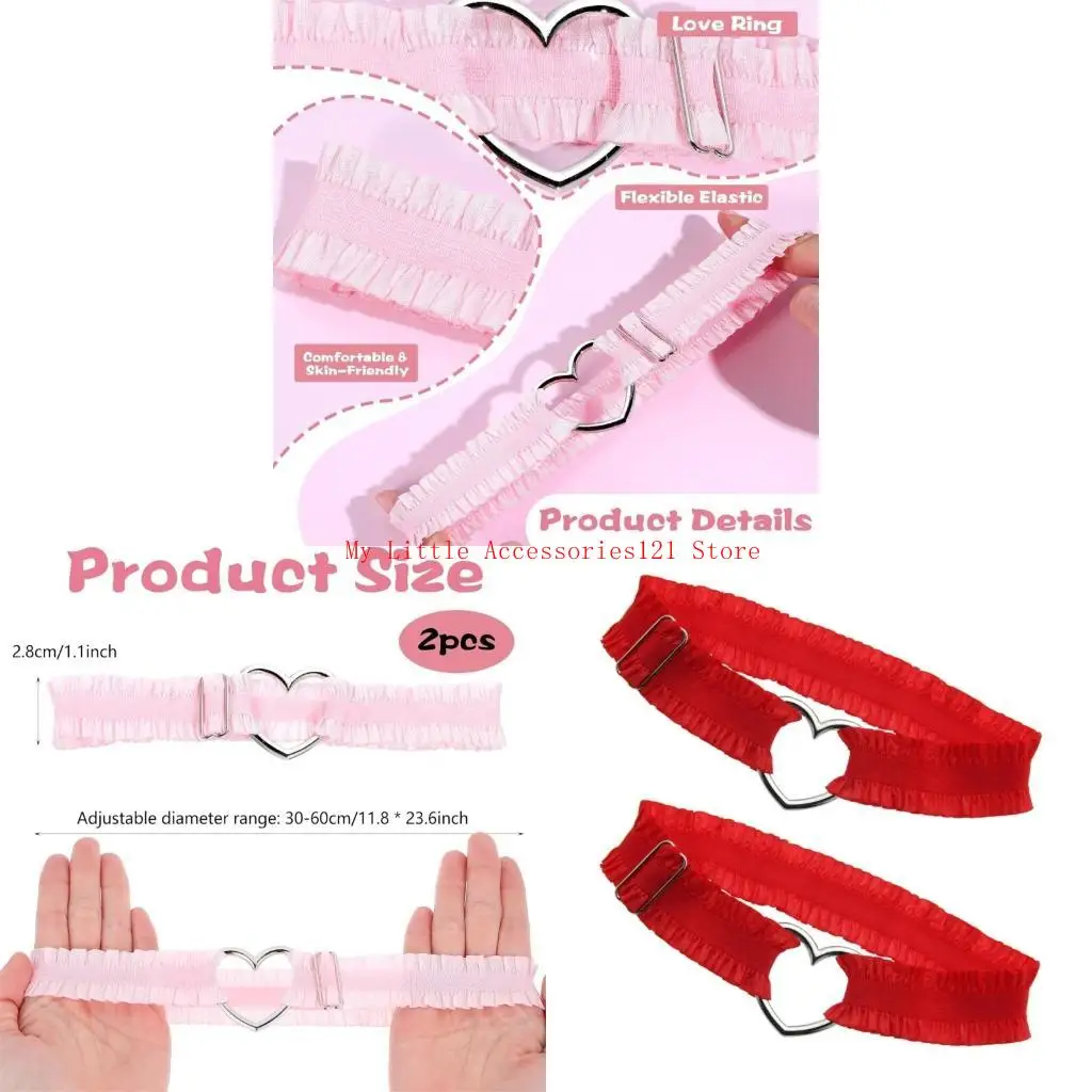 

Gothic Thigh Garter Heart Lace Ruched Leg Garter Adjustable Cosplay Accessory