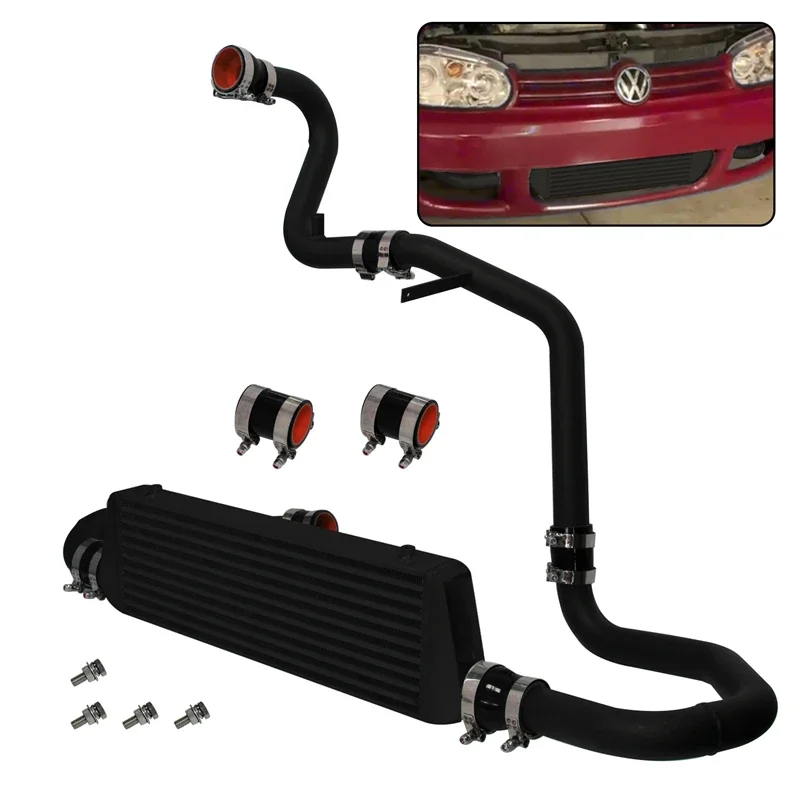 Full Black Front Mount Intercooler Piping FMIC Kit Fits for VW Jetta GL GLI GLS Golf GTI MK4 1.8T 1998-2005