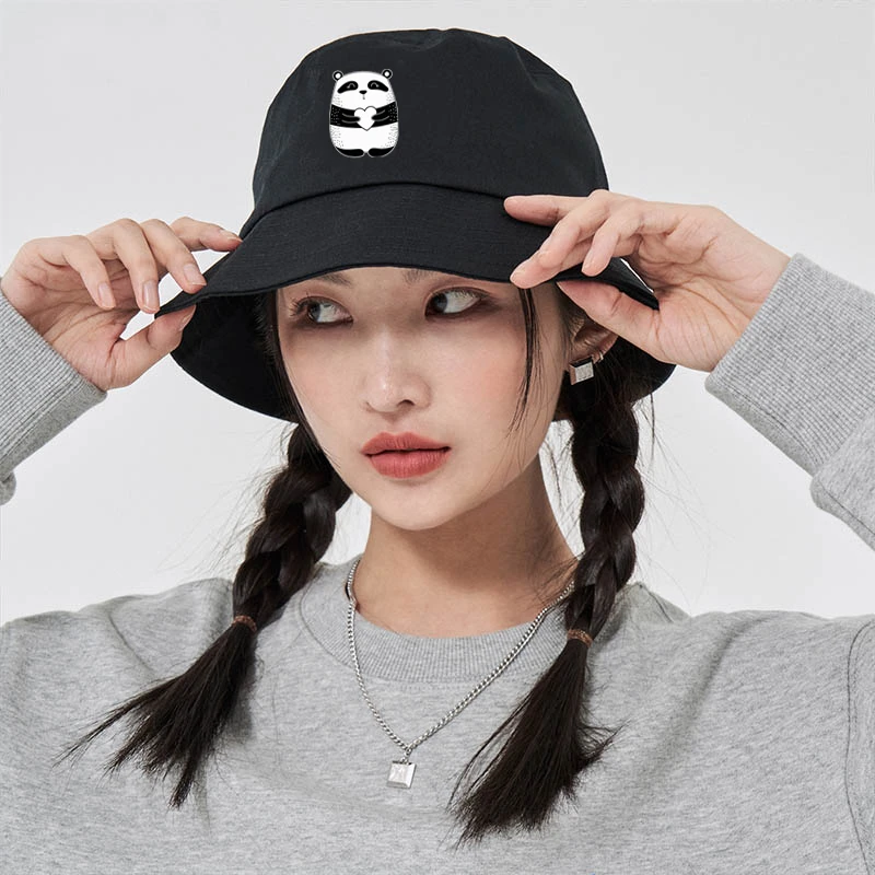 Cute Panda Print Bucket Hat for Women Men Cute Adult  Funny Cool Outdoor Cotton Summer Fisherman Hat Sun Hat Casual Beach Hat