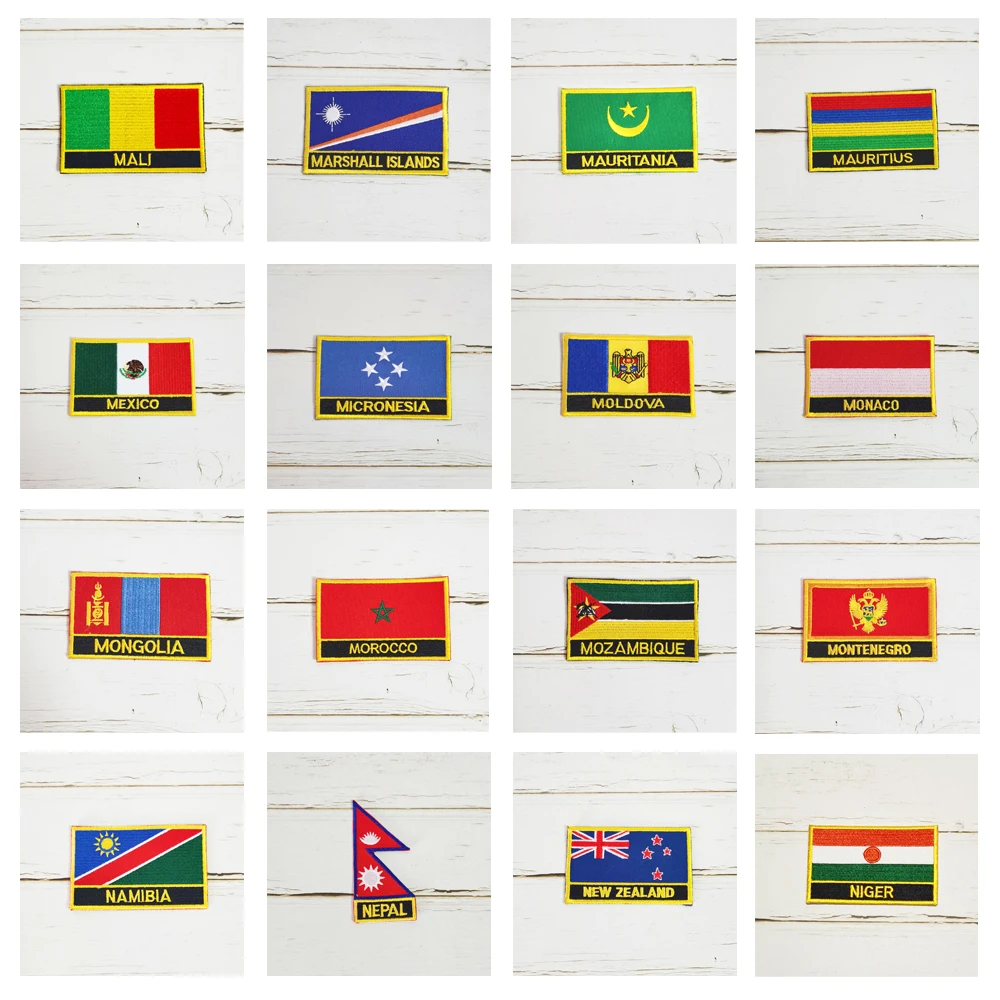 National Flag Square Embroidery Patch Badge 8*5cm MALI MAURITIUS MEXICO MONGOLIA MOROCCO NAMIBIA MONTENEGRO NIGER NEPAL MOLDOVA