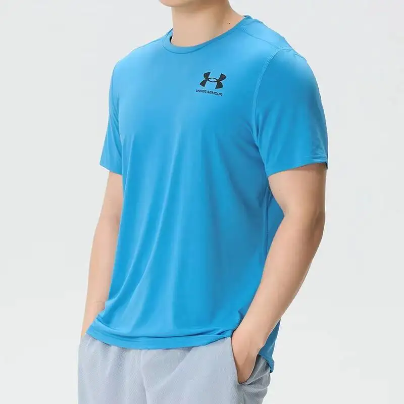Under Armour Men Short Sleeve T Shirt 6000939-452 2026 New Slim Fit Stretch Quick Dry Crew Neck Sports Running Fitness Tee