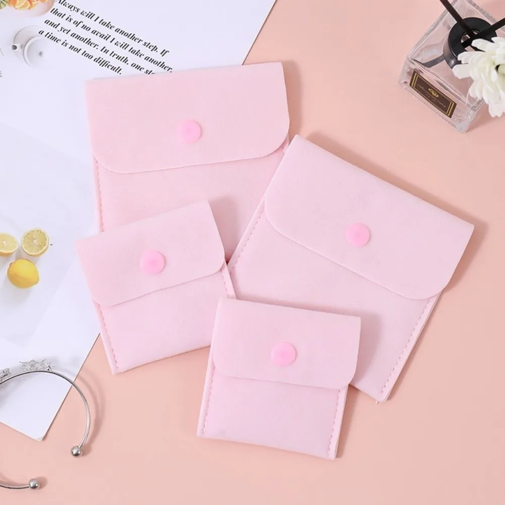 Microfiber Velvet Mini Jewelry Display Bag Foldable Container Necklace Ring Packing Bag Solid Color Small Earrings Organizer