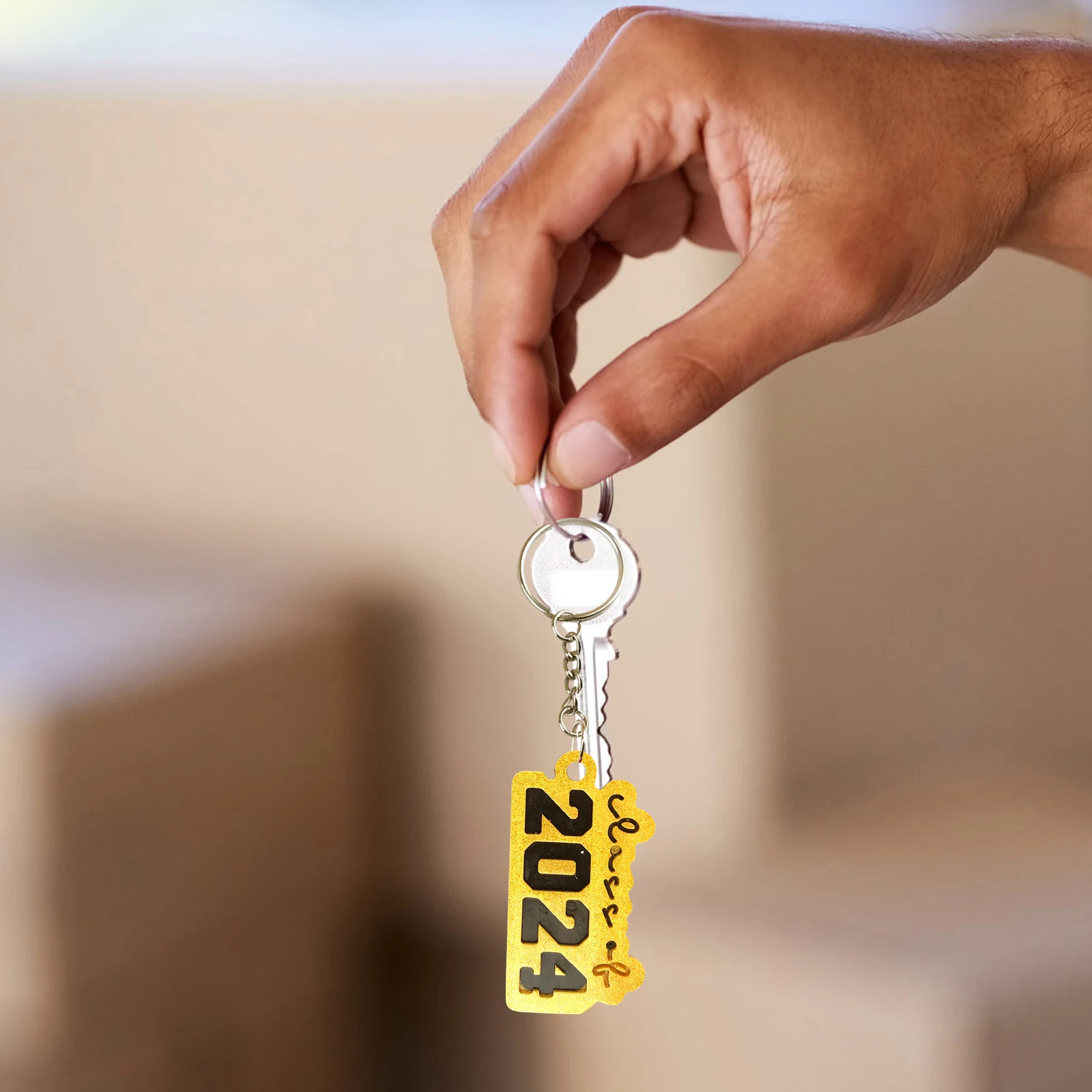 

3 Pcs Key Fob Silicone Molds 2024 Pendant Unique Decorative DIY Crafts Supplies Lightweight Durable Non Stick Easy Clean