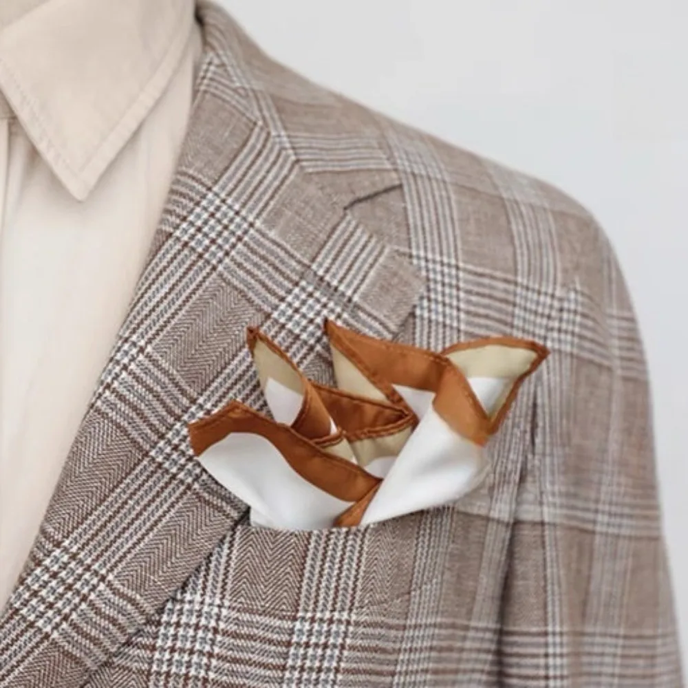 Saputangan Jas Pria Korea Vintage Poliester untuk Bisnis, Warna Putih, untuk Pesta