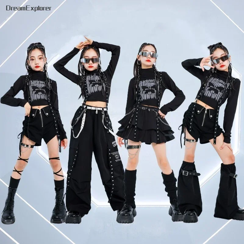 

Hip Hop Girls K-pop Crop Top Shorts Street Dance Cargo Pants Kids Streetwear Skirts Child Jazz Costumes Girl Group Clothes Sets