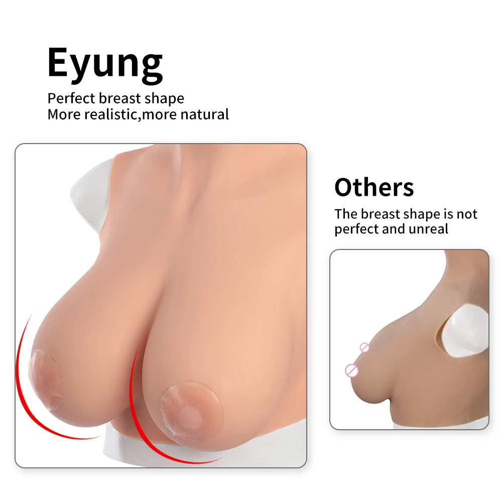 EYUNG Plus Size No Oil Crossdressing Breast Forms Fake Silicone Breast Forms Huge Boob Transgender Drag Queen Shemale