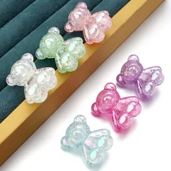 5pcs Acrylic Bursting Bear Shape Bead 26x31mm Mix Color Loose Spacer Beads for Bracelet Keychain Accessories DIY Jewelry Making