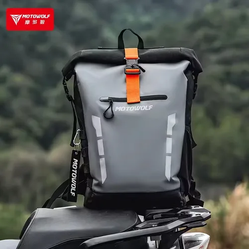 Imagen 2 del producto Mochila Motowolf impermeable para motocicleta, bolsa duradera para motocicleta, mochila reflectante informal para ciclismo, bolsa para Moto de gran capacidad de 20L