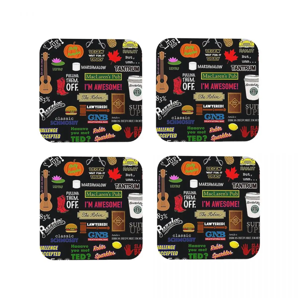 

How I Met Your Mother Himym Tv Show Collag Coasters Kitchen Placemats Insulation Cup Coffee Mats Tableware Pads Set of 4