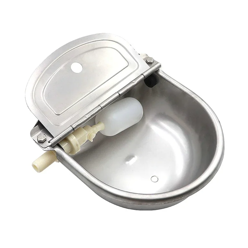 304 Stainless Steel With Drain Hole Drink Automatic Float Farming Trough Horse Cow Water Bowl Supplies Sheep Dog Pet Goat Cattle