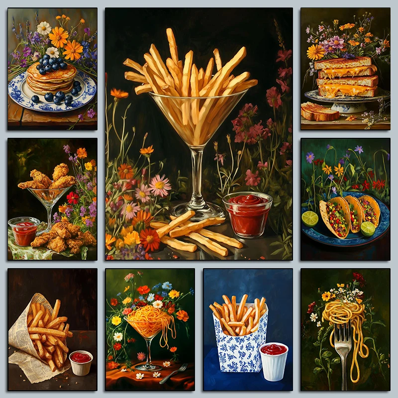 Food Snacks Pictures - Divertimento Cucina Fast Food Poster Retro