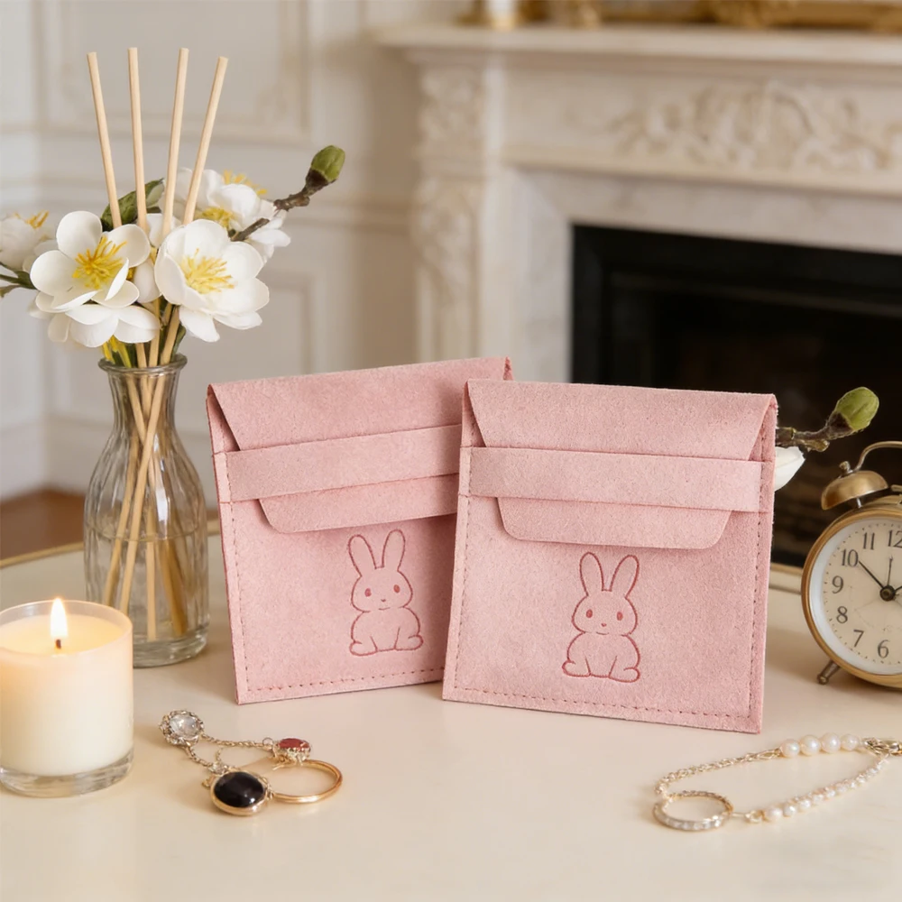 

100 New Jewelry Microfiber Bag Personalization Velvet Suede Envelope Earrings Cosmetic Pouch Wedding Favors Gift Bags Organizer