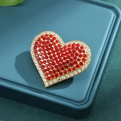 Trendy Rhinestone Love Brooches for Women Girls Heart Valentine's Day Lapel Pins Jewelry Gifts