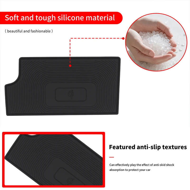 For Toyota Tacoma 2016-2023 Wireless Charging Dock Silicone Mat Phone Charger Pad Anti-Slip Interior Upgrade Accessories