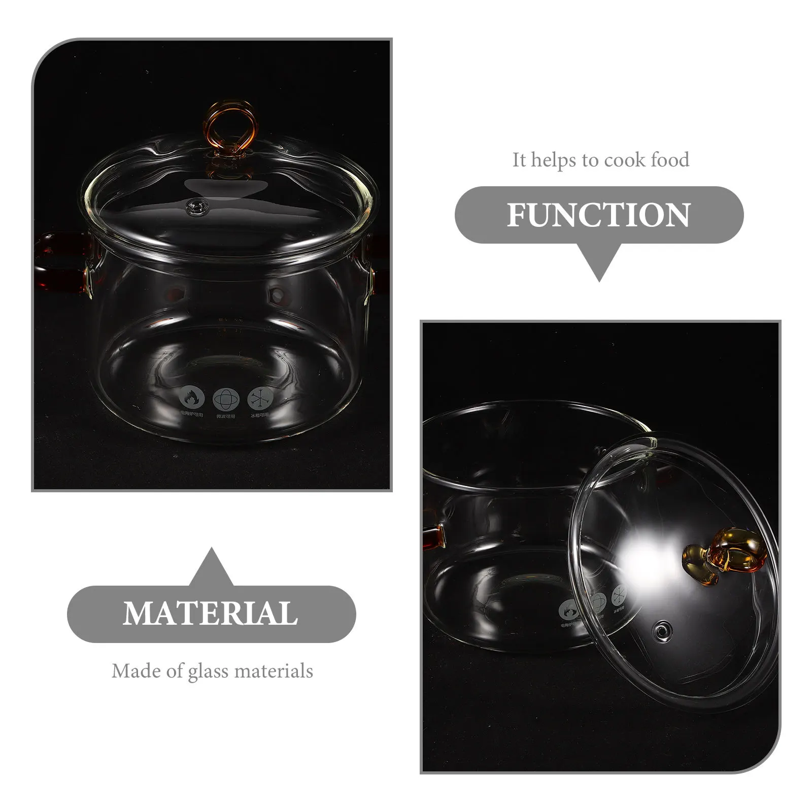 

Clear Stovetop Glass Stew Pot Large Heat Resistant Cooking Pot Ergonomic Double Handles Non Slip Base Microwave Safe