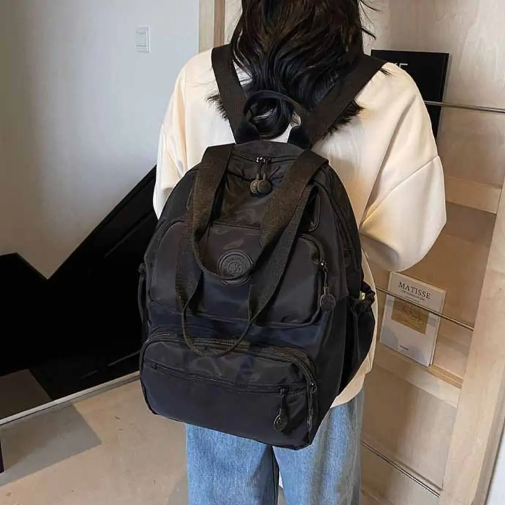 

Casual Korean Style Sport Nylon Backpack Solid Color Large Capacity Travel Shoulder Bag Nylon Niche Design Fitness Bag Girls