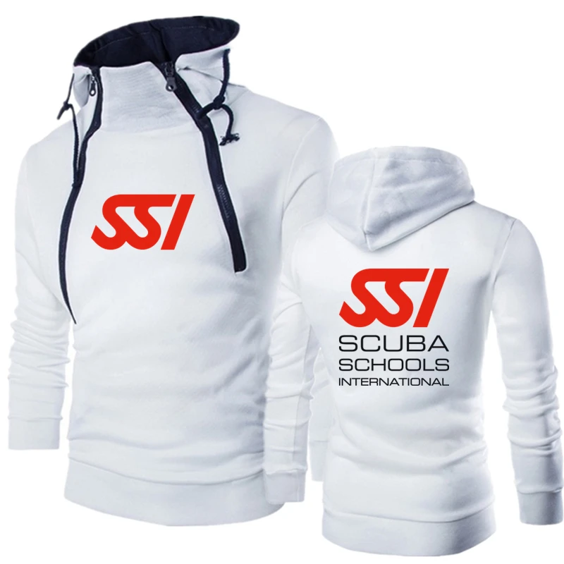 

2021 Men Spring Temperament New Sportswear Scuba Schools International SSI Logo Print Zip Hoodie Pullover Tops Customizable Logo