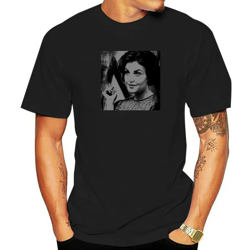 Camiseta negra con estampado gris de twin peaks, audrey horne