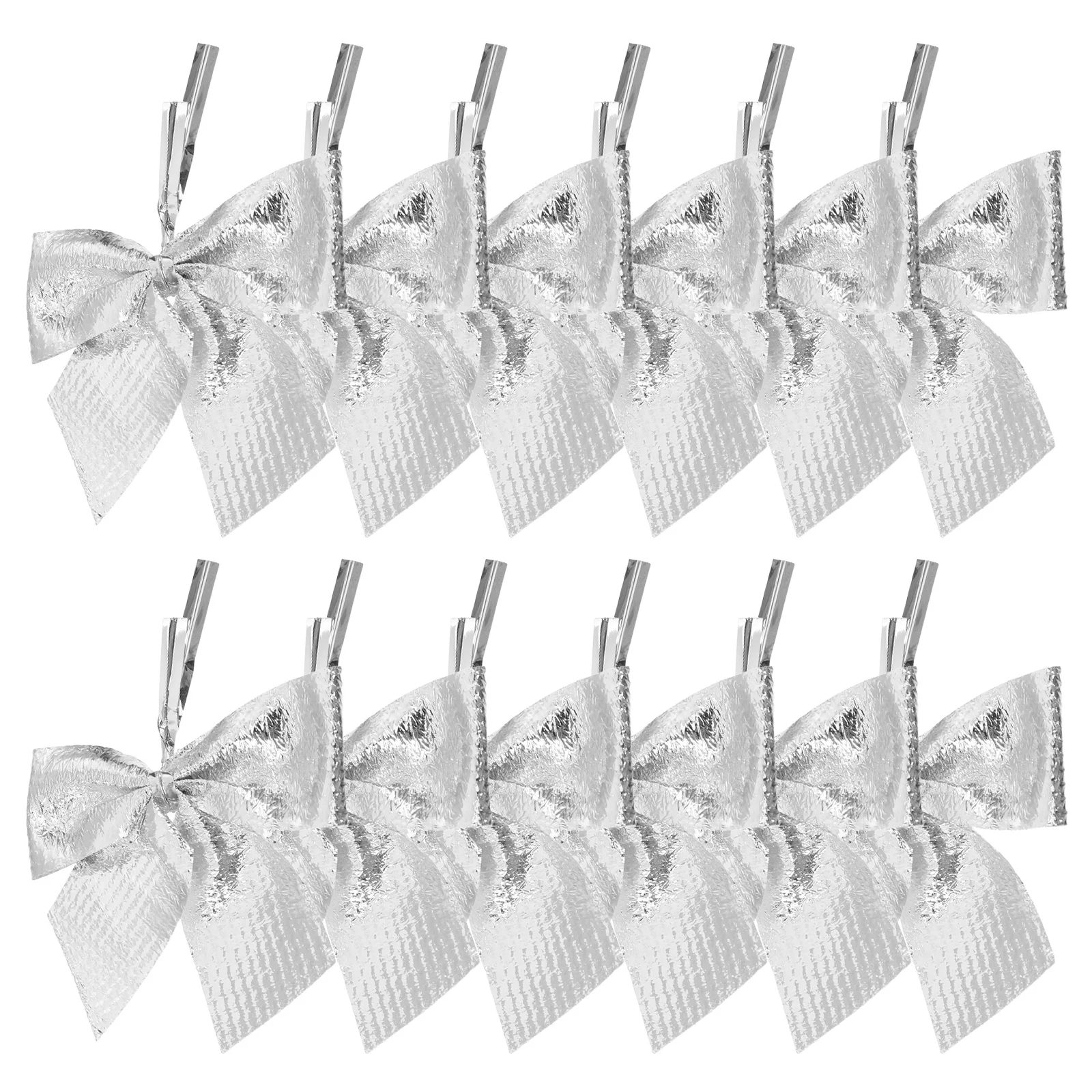 

12Pcs Glitter Silver Bowknot Christmas Tree Hanging Ornaments Xmas Decorations Holiday Party Decor Christmas Tree Ornament