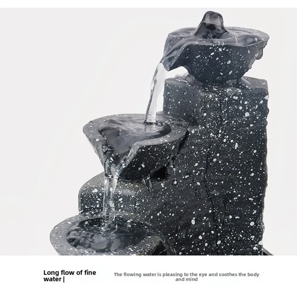 Bateria de fonte de água de fluxo de água circulante/conectada em abs ornamentos de água corrente micro paisagem cachoeiras chinesas fengshui