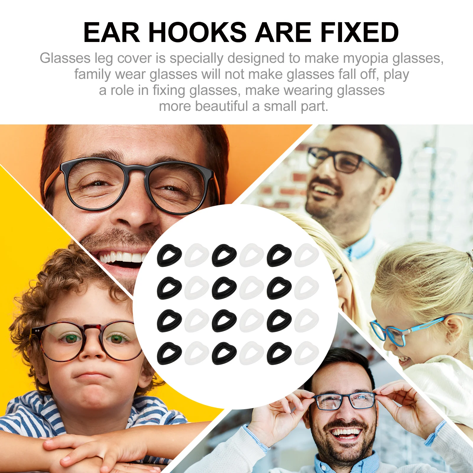 

12 Pairs Anti-slip Foot Cover Eyeglasses Temple Tips Sleeves Strap Protectors Ring for Fixing Leg Covers Non-slip Pads