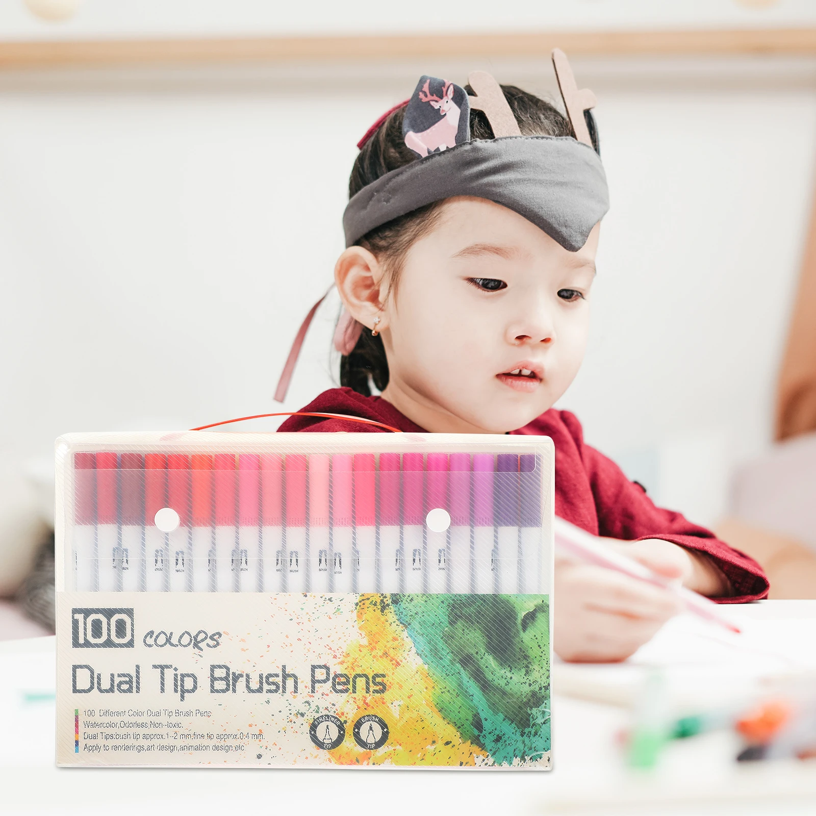 

100pcs Double Ended Marker Pen Dual Tip ABS Sponge Coloring Supplies Art Brush Head Lightweight Compact Kids Gifts